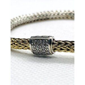 John Hardy Woven Reversible Diamond 1/5 18K 925 Bracelet